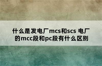 什么是发电厂mcs和scs 电厂的mcc段和pc段有什么区别